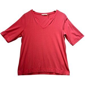 Tommy Bahama Women's Split Neck T Shirt Short Sleeve Size Large Pink Stretch